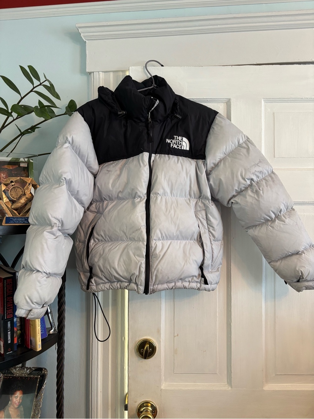 The North Face Puffer Jacket in Black & Light Blue